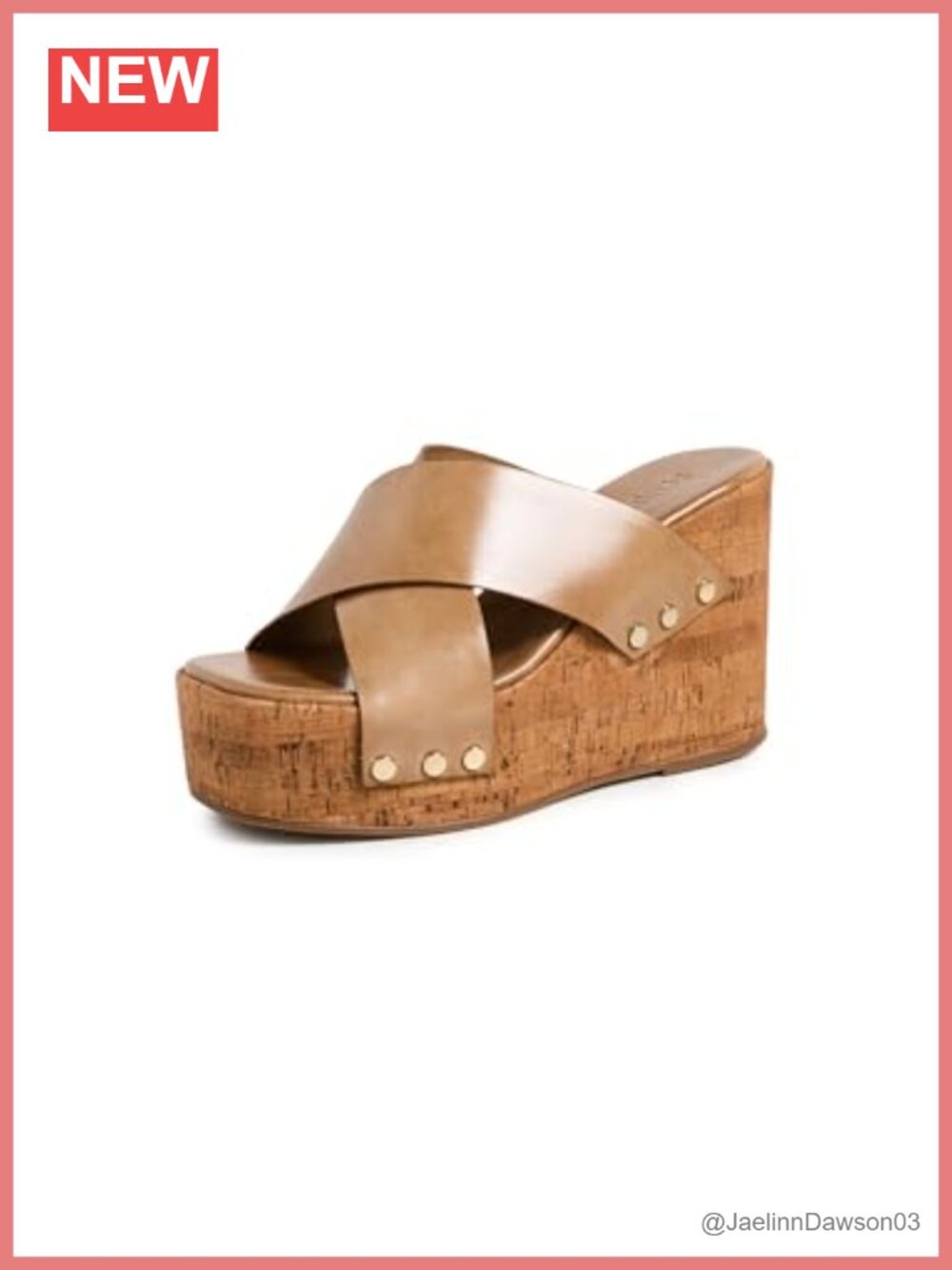 Leather Platform Wedge Sandals Studded Ankle Strap Slip On Square Toe